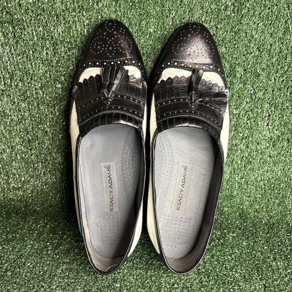 Vintage Stacy Adams Spectator Tassel Kiltie Loafers 23469 Leather Brogue Size 12 main image 4